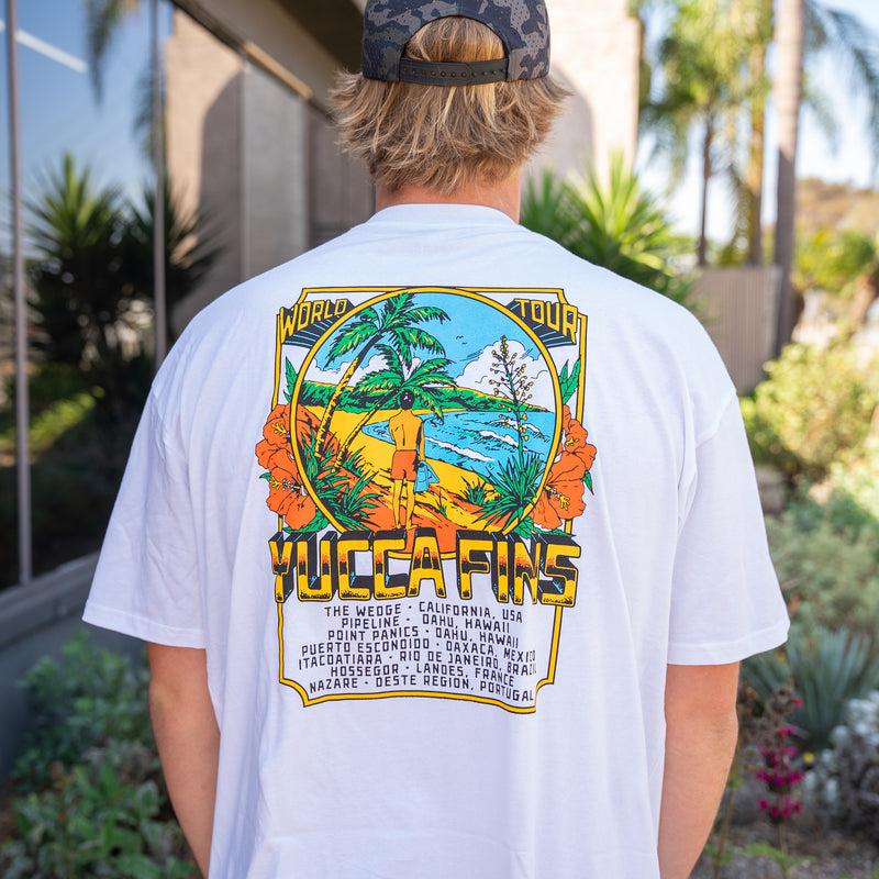 Yucca World Tour Men's T-Shirt - White - Yucca Fins