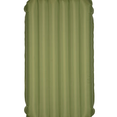 Back view of the olive green Yucca Merlyn Standard inflatable surf mat shown flat against a light gray background. Features a clean design with vertical air chambers and no front logos visible. The best all-around option for most adults, offering balance, speed, and versatility.
