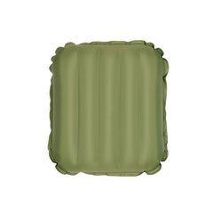 Back view of the olive green Yucca Merlyn Mini inflatable surf mat shown flat against a light gray background. Features a clean design with vertical air chambers and no front logos visible. Built for quick shorebreak fun, easy packing, and casual sessions.